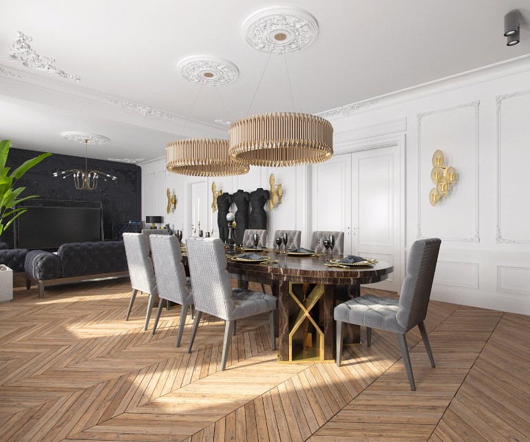 Modern Apartment in Kiev with Black Living Room Design