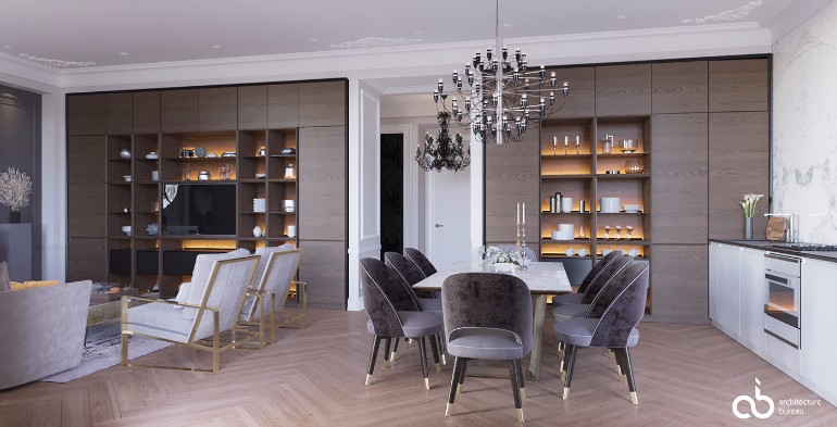 Luxury Living Room in Moscow Shining with Stunning Lighting Designs 1