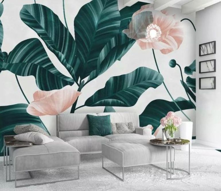 Floral Wallpapers For A Summer Living Room Decor